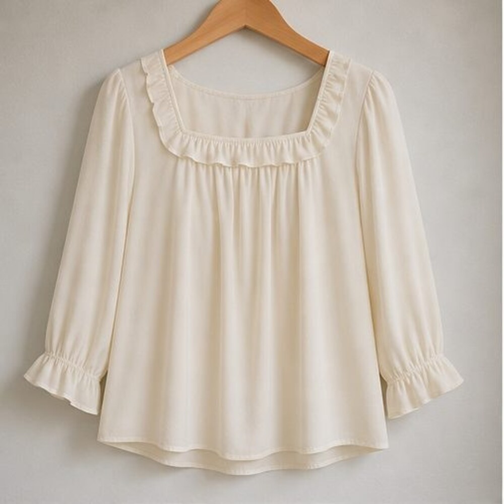 Cream Ruffle Blouse